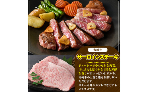 宮崎牛 サーロインステーキ(計800g・約200g×4枚)  牛肉 肉 ブランド牛  冷凍 国産 精肉 お取り寄せ 黒毛和牛 宮崎県 【LJ003】【レグセントジョイラー株式会社】