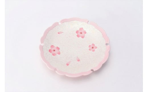 有田焼 田清窯 薄ピンク釉虹彩桜雪輪皿 5枚セット 食器 器 うつわ 取り皿 ピンク 華やか 丸兄商社 A80-37