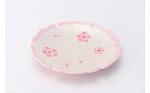 有田焼 田清窯 薄ピンク釉虹彩桜雪輪皿 5枚セット 食器 器 うつわ 取り皿 ピンク 華やか 丸兄商社 A80-37