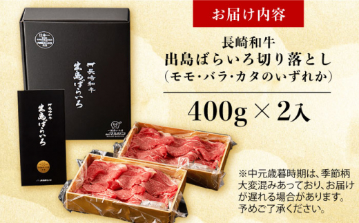 長崎和牛 出島ばらいろ切り落とし （モモ、バラ、カタのいずれか）400g×2 長崎県/合同会社肉のマルシン [42AAAO001]