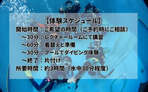 ダイビング体験 3時間 1名様 ダイビング専用プール