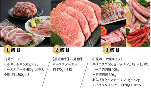 「定期便 全6回」邑南自慢 石見和牛肉・石見ポーク 堪能定期便 総重量8kg