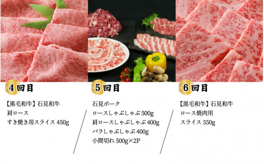 「定期便 全6回」邑南自慢 石見和牛肉・石見ポーク 堪能定期便 総重量8kg