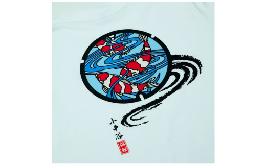 14P129-1 小千谷市 マンホールTシャツ 白（ホワイト）  錦鯉【Sサイズ】 紅白 新潟県小千谷市