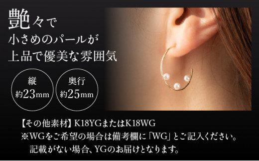 【大人可愛い】アコヤ真珠 パールフープピアス 約3.0mm × 6個 P-183