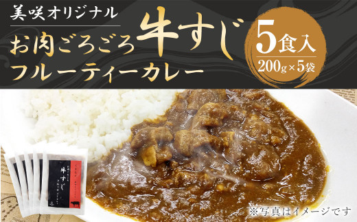 くまもと 美咲オリジナル お肉ごろごろ 牛すじ フルーティー カレー (200g×5袋) 計1000g