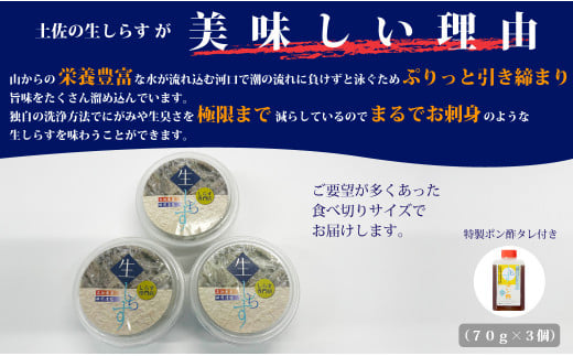 44-06 土佐のお刺身「生しらす」3個セット <しらす出汁を使った特製のポン酢タレ付き>