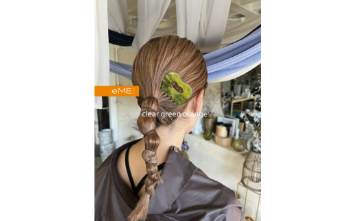 アクリル製 ヘアコーム clear green orange（クリアグリーンオレンジ） ヘアアクセサリー eME　tayu