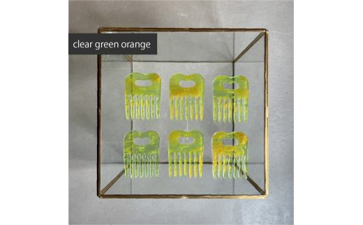 アクリル製 ヘアコーム clear green orange（クリアグリーンオレンジ） ヘアアクセサリー eME　tayu