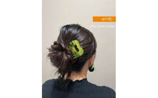 アクリル製 ヘアコーム clear green orange（クリアグリーンオレンジ） ヘアアクセサリー eME　tayu