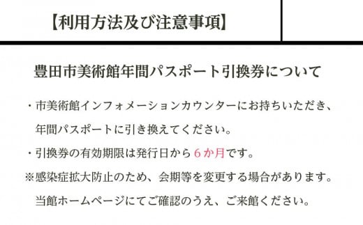 豊田市美術館年間パスポート引換券1枚