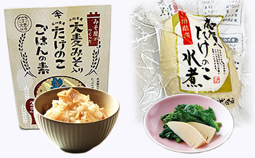 加賀たけのこ水煮　大麦みそ入り たけのこごはんの素(2合炊き用)セット 野菜 具材