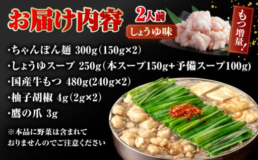 【もつ240g増量！】博多もつ鍋おおやま　しょうゆ味　2人前　もつ モツ おおやま 醤油 鍋 鍋セット 