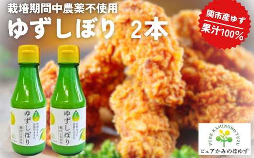 岐阜県観光連盟推奨土産品 「ゆずの里上之保」 ゆずしぼり（ゆず果汁）　2個 ～栽培期間中農薬不使用の上之保産柚子を使用 自家栽培 ゆずしぼり 国産 柚子 ユズ フルーツ 果物 常温 くだもの 焼き魚 焼酎 お酒 美味しい おいしい うまい 絶品 グルメ