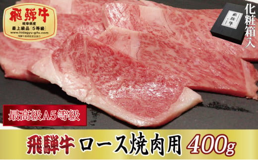 ＜化粧箱入り・最高級A5等級＞飛騨牛ロース焼肉用400g(牛脂付き)【1488415】