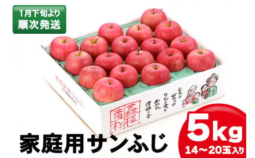 家庭用りんご サンふじ 5kg (14～20玉入り 5kg 1箱)～見た目にわけあり 味はそのまま～｜青森 津軽 つがる リンゴ 訳あり 果物 旬 訳アリ りんご 青森りんご 林檎 フルーツ サンフジ ふじ [0342]