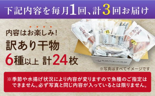 【全3回定期便】長崎出島屋お任せ／訳 あり干物24枚 長崎県/長崎旬彩出島屋 [42AAAJ014]ワケあり 長崎 新鮮 おつまみ 晩酌 家庭用