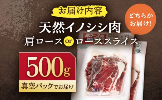 ジビエ 天然イノシシ肉 肩ロース or ロース スライス500g / 猪 猪肉 いのしし肉 イノシシ イノシシ肉 ジビエ いのしし 長崎県猪 川棚町産猪 ぼたん鍋用いのしし 九州産イノシシ じびえ ジビエ ジビエ肉 【照本食肉加工所】 [OAJ010]