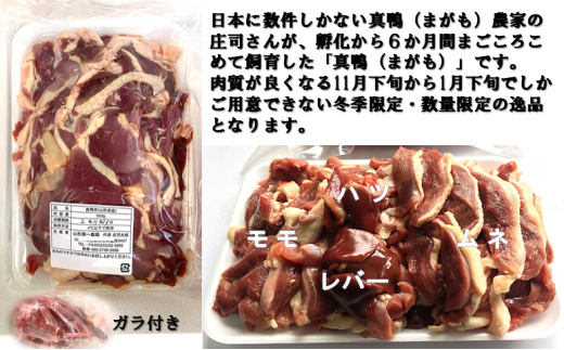 〈　冬季限定でのご紹介です　〉真鴨肉１羽分　約550ｇ