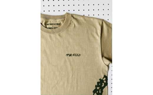 夕張市農協公認　夕張メロンTシャツ～未知との遭遇シリーズ～【メロンロゴTシャツ】（サンドカーキ×カーキ・XLサイズ） C8