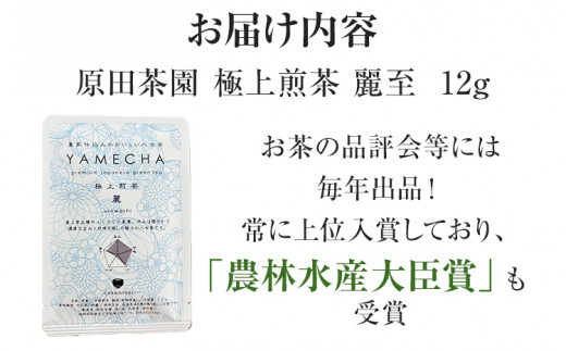 お試し企画【八女茶】原田茶園 極上煎茶 麗至 12g（茶葉タイプ） お試し 八女 極上 煎茶 福岡 茶葉 お茶