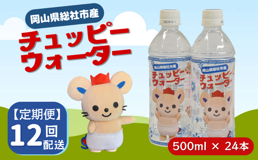 【定期便】そうじゃの水「チュッピーウォーター」（500ml×24本）〔12回配送〕144-002
