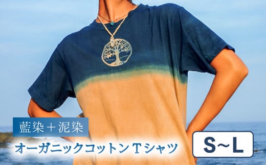 Tシャツ 藍染 泥染 S-Lサイズ オーガニックコットン  藍 藍染め 泥染め 宍喰祇園染 天然染料