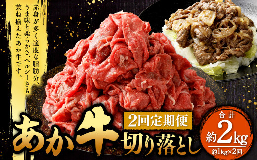 【定期便2回】あか牛 切り落とし 約1kg （2ヵ月コース） 合計約2kg 