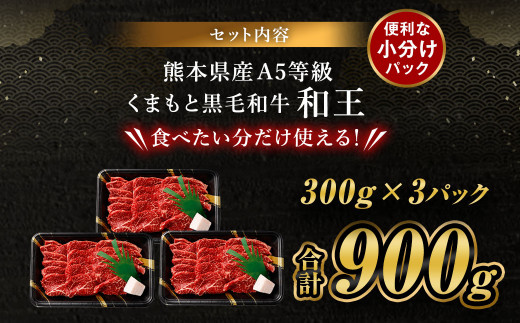 熊本県産 A5等級 和王 柔らか 赤身 焼肉 合計約900g