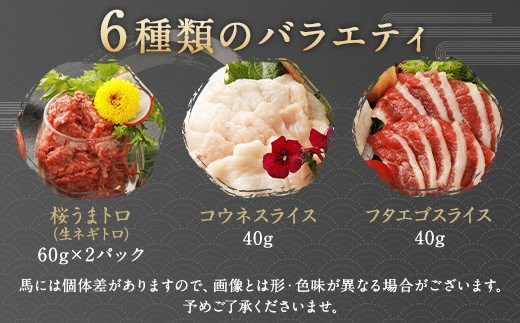 馬刺し 復興福袋 6種類セット 500g 馬刺しのタレ付き 食べ比べ