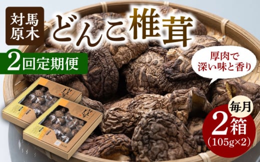 【全2回定期便】対馬 原木 どんこ椎茸 2箱《対馬市》【うえはら株式会社】 対馬産 肉厚 しいたけ 乾燥 きのこ 贈り物 [WAI111]