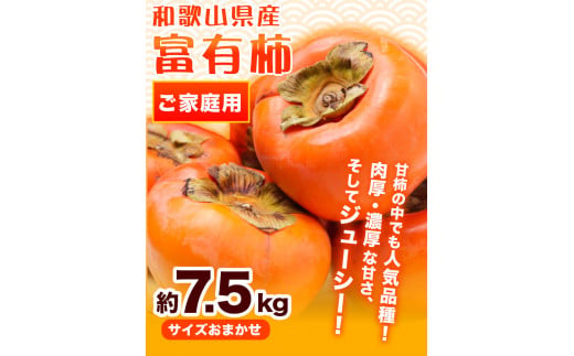 〈ご家庭用〉和歌山産 富有柿 約 7.5kg 厳選館 《2024年11月上旬-12月下旬頃出荷》 和歌山県 日高川町 柿 カキ かき ジューシー フルーツ