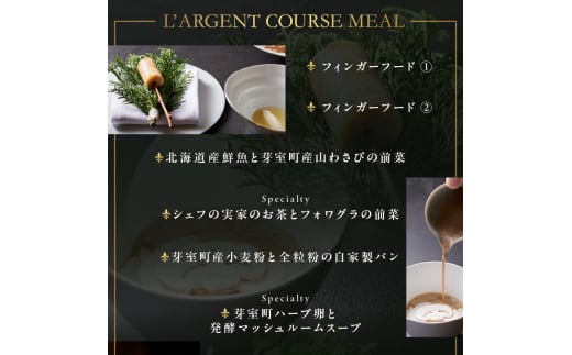 【虎ノ門　一つ星フレンチ】L'ARGENT ラルジャン　パリと北欧のエッセンス【芽室町特産品コース】お食事券2名様　me061-010c