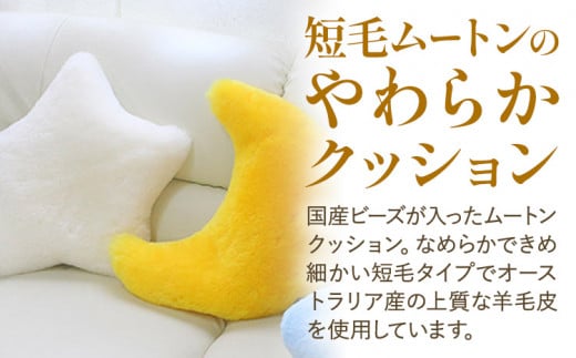 ムートン ビーズクッション 星 ネイビー 40cm × 40cm 1個 有限会社クラフトワークス 《30日以内に出荷予定(土日祝除く)》大阪府 羽曳野市 インテリア 羊 羊毛 クッション