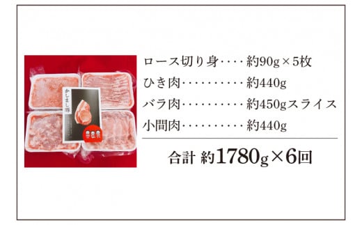 令和５年度 東京食肉市場豚枝肉共励会 最優秀賞受賞肉 【定期便】6ヵ月定期便 かしまし豚 4種の詰め合わせ×6回 【ブランド豚 部位 セット 大容量 茨城県 鹿嶋市】(KM-15)