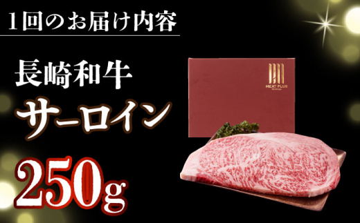 【全12回定期便】【A4～A5】長崎和牛サーロインステーキ　250g（250g×1枚）【株式会社 MEAT PLUS】 [DBS084]