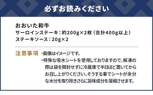 おおいた和牛 サーロインステーキ 約200g×2枚(合計400g) 牛肉 和牛 豊後牛 赤身肉 焼き肉 焼肉 ステーキ肉 大分県産 九州産 津久見市 熨斗対応