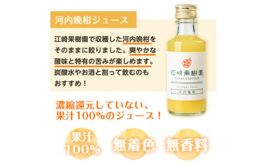 i834 河内晩柑ジュース(180ml×8本) 飲料 ジュース みかん 蜜柑 果汁 100% 河内晩柑 無着色 無香料 ストレートジュース 安心安全 ギフト 贈り物 贈答【江崎果樹園】