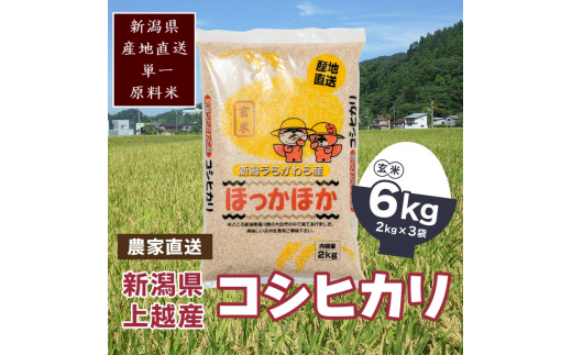 【数量限定】令和5年産|新潟県上越市浦川原産|極上の雪国米 コシヒカリ6kg(2kg×3)玄米 こしひかり 米