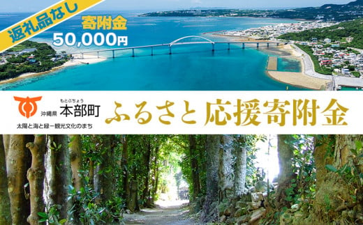 【返礼品なし】沖縄県本部町ふるさと応援寄附金 50000円 寄附のみの応援 寄附のみ 返礼品なし 返礼品無し　御礼品なし　御礼品無し