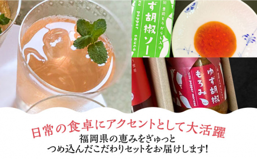 【全3回定期便】＜いちご美人＞ 飲む酢 & ゆず胡椒 ソース / もろみ セット 《豊前市》【株式会社ワカヤマ】地産 福岡 万能 調味料 酢 [VBW029]