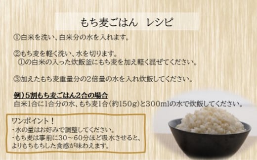 No.175 国産もち麦キラリモチ6kg（1kg×6個） 定期便3ヶ月  