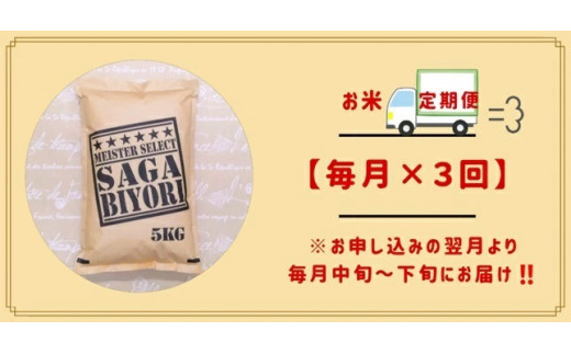 CI675【3回定期便】無洗米さがびより５ｋｇ×２【五つ星お米マイスター厳選！】