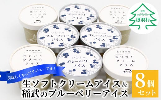 新しくなって新登場★！生ソフトクリーム＆いなぶのブルーベリーアイス (80ml)×8個セット 5000円