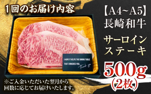 【全6回定期便】【A4～A5】長崎和牛サーロインステーキセット　500g（250g×2枚）【株式会社 MEAT PLUS】 [QBS073]