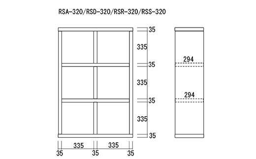 【ホワイトウッド】フリーダム両面シェルフ RSS-320（縦使用：W777 D297 H 1145mm・横使用：W1145  D297   H777mm）