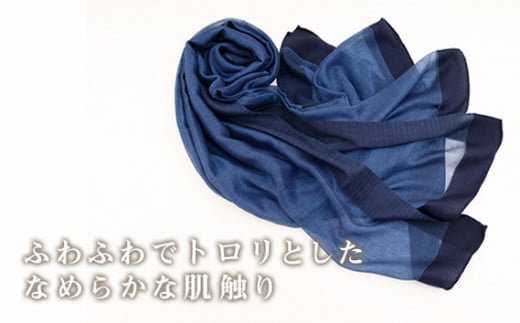 No.253 シルクカシミヤストール　「Frame」blue ／ ファッション 織物 染物 山梨県