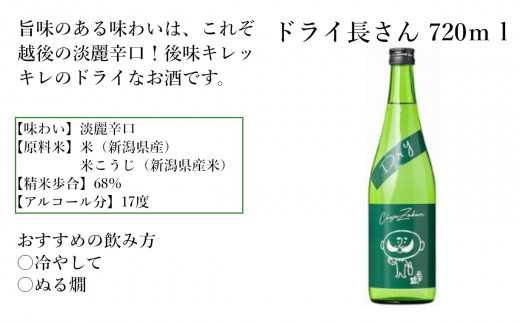 日本酒 デリシャス長さん＆ドライ長さん飲み比べセット (720ml×2種類) カラフルでPOPなラベルデザイン 新潟銘醸 【0002-0262-01】