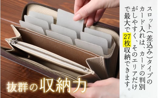 【6色から選べる】職人こだわりの手染め長財布（スロットカードタイプ）【グリーン】【イニシャル名入れ対応】[O-024002_02]