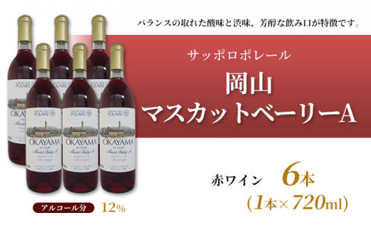 サッポロ ポレール 岡山 マスカット ベーリー A 赤 ワイン 6本 岡山ワイナリー お酒 ワイン ぶどう